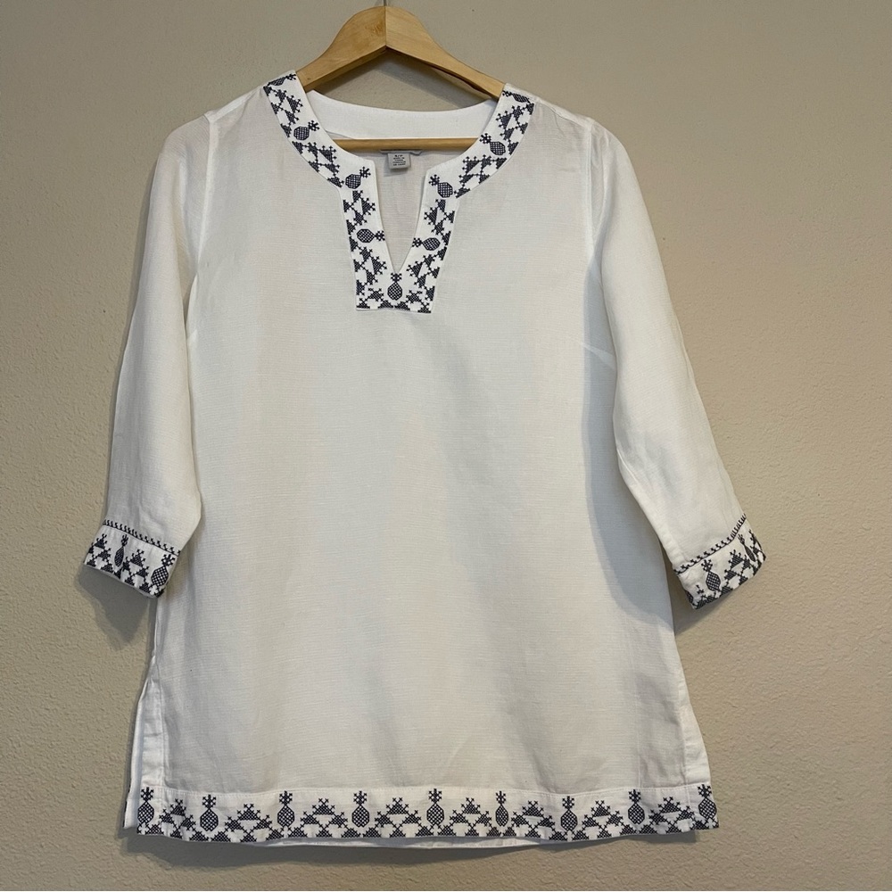 Tommy Bahama linen blend embroidery‎ blouse - Picture 3 of 10